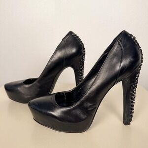 Michael Black Platform Pumps Size 9.5 Chain Detail High Heels 5 Inch